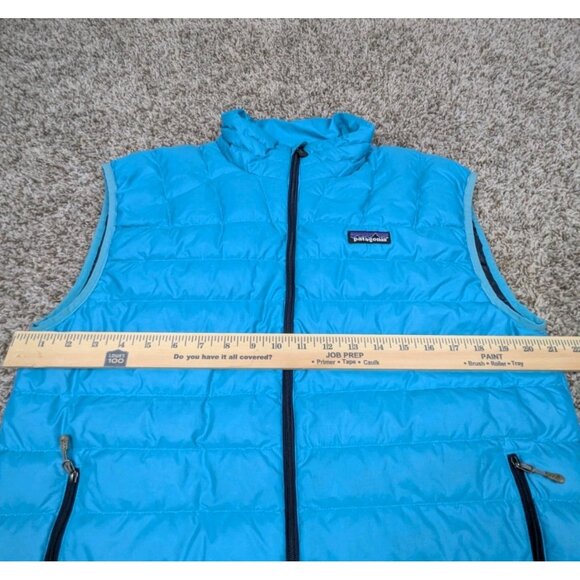 Patagonia Down Sweater Vest Mens Medium Aqua Blue Puffer Goose Down Insulated - Picture 7 of 8